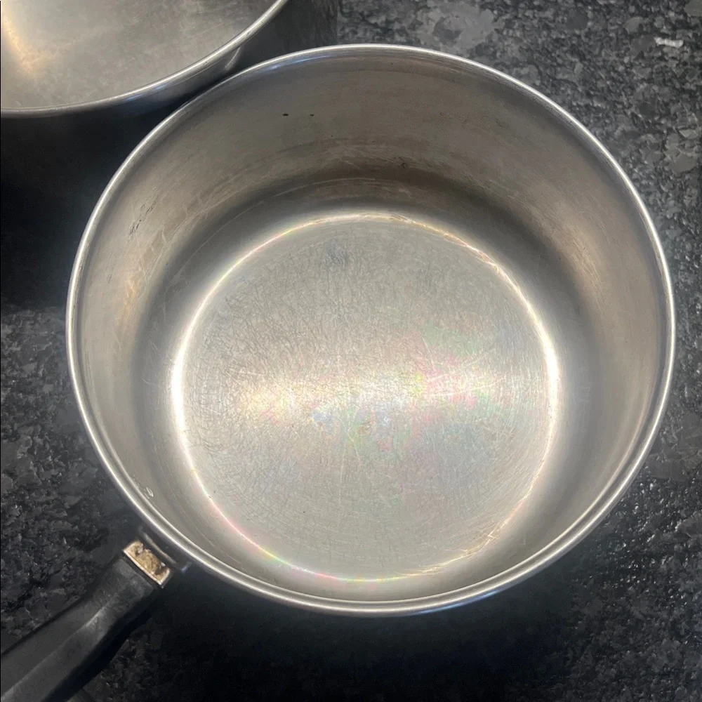 Farberware Stainless Steel Cookware Set with Black Handles. 3 qt and 2qt